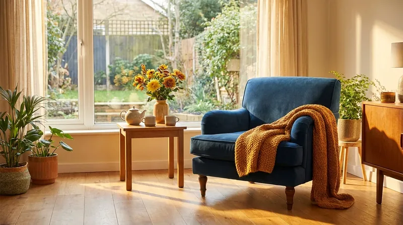 Sunlit sitting room with an armchair and garden view, how to Start a Home Care Agency in Texas