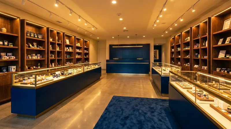 Licensed retail interior with glass display cases, how to Open a Package Store in Texas